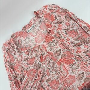 Wonderly Womens Floral Print Long Sleeve Blouse Medium‎ Bohemian Coral